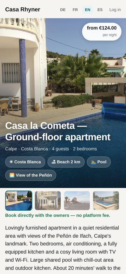 Casa Rhyner auf dem Handy
