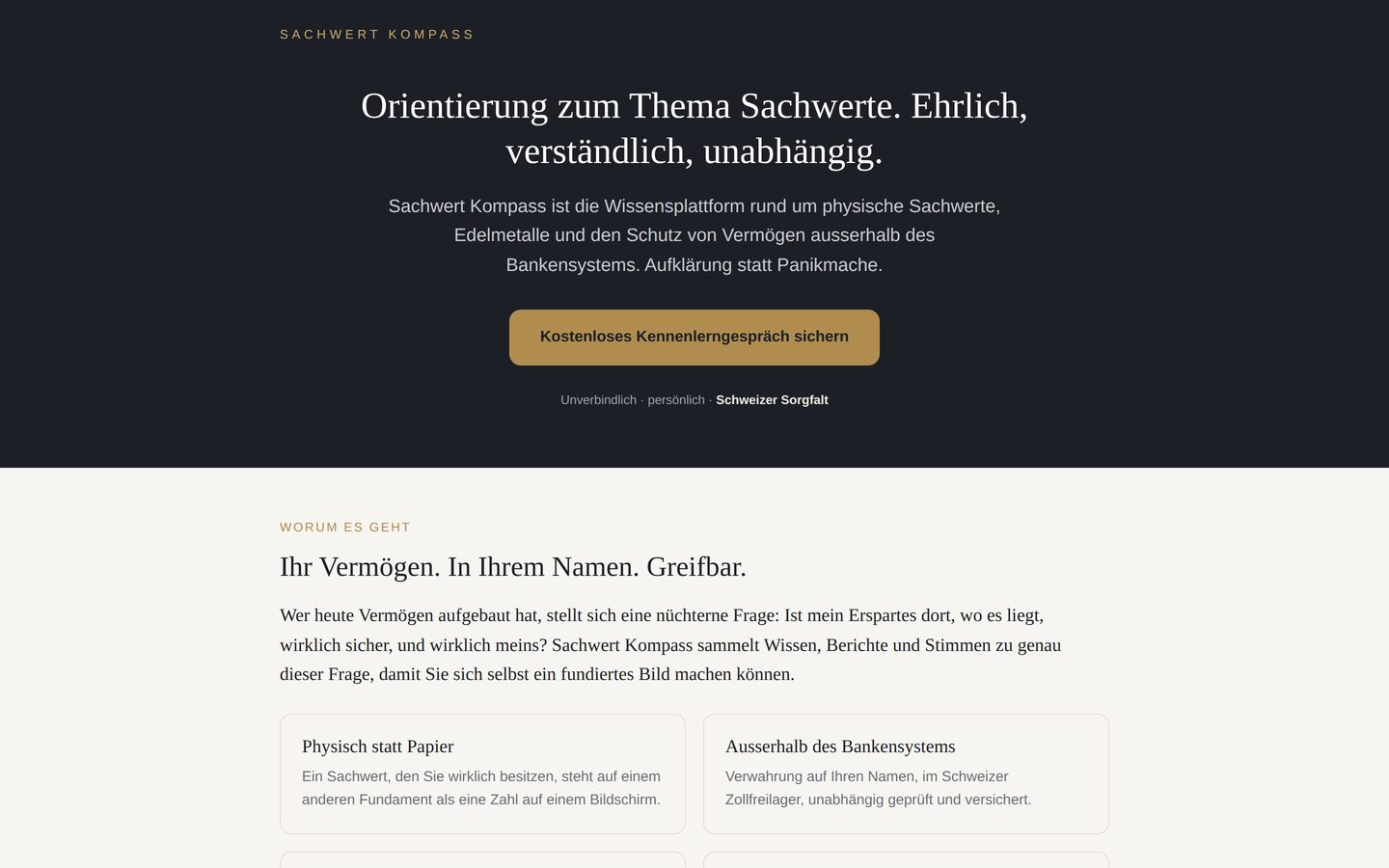 Sachwert Kompass Funnel-Website