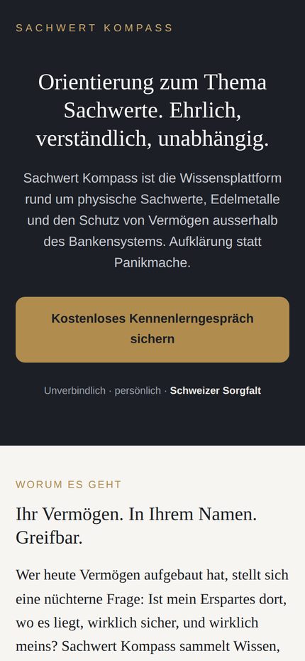Sachwert Kompass auf dem Handy